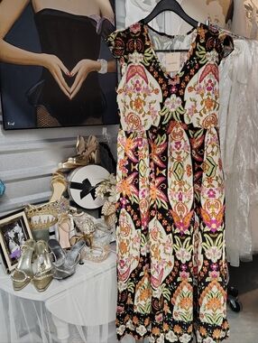 BloomChic Plus Size Boho Midi Dress V Neck Flutter Sleeve Flowy NWT